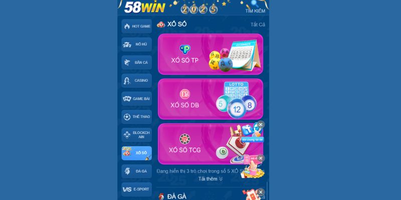 Giới thiệu tổng quan về sảnh Xổ Số 58WIN